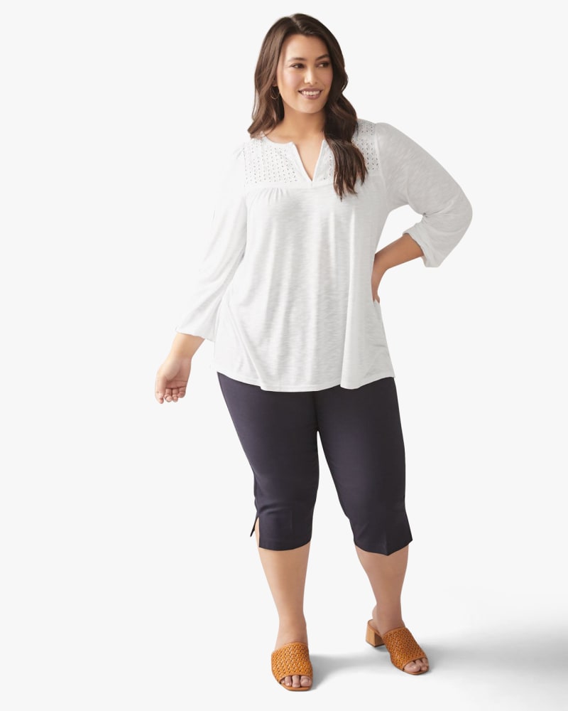 Plus size model wearing Sonya Eyelet Top by In Every Story | Dia&Co | dia_product_style_image_id:130715